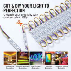 200PCS LED Storefront Lights, 103 ft, LED Module Lights, 5050 SMD 3-LED RGB Color Changing Window Lights with Remote Control for Business Store Window Advertising Letter Signs, IP68 Waterproof