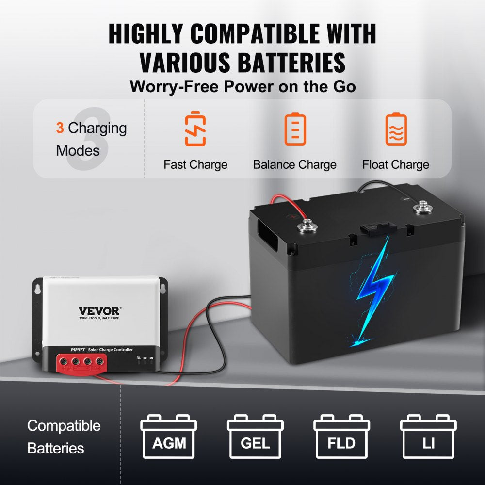 Bostome 40A MPPT solar charge controller with Bluetooth, supports 12V/24V systems.