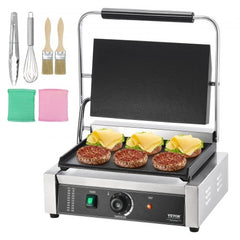 Commercial Panini Press Grill Electric Sandwich Maker Griddle Plate 14"x9"