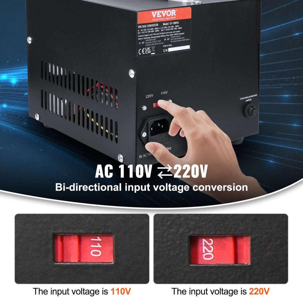 Voltage Converter Transformer, 2000W, Heavy Duty Step Up/Down Transformer, Convert from 110 Volt to 220 Volt and  from 220 Volt to 110 Volt, with US Outlet EU Outlet 5V USB Port, CE Certified