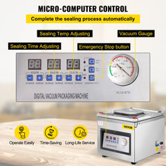Chamber Vacuum Sealer DZ-260C Kitchen Food Chamber Vacuum Sealer, 110V Packaging Machine Sealer for Food Saver, Home, Commercial Using