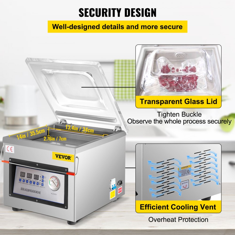 Chamber Vacuum Sealer DZ-260C Kitchen Food Chamber Vacuum Sealer, 110V Packaging Machine Sealer for Food Saver, Home, Commercial Using