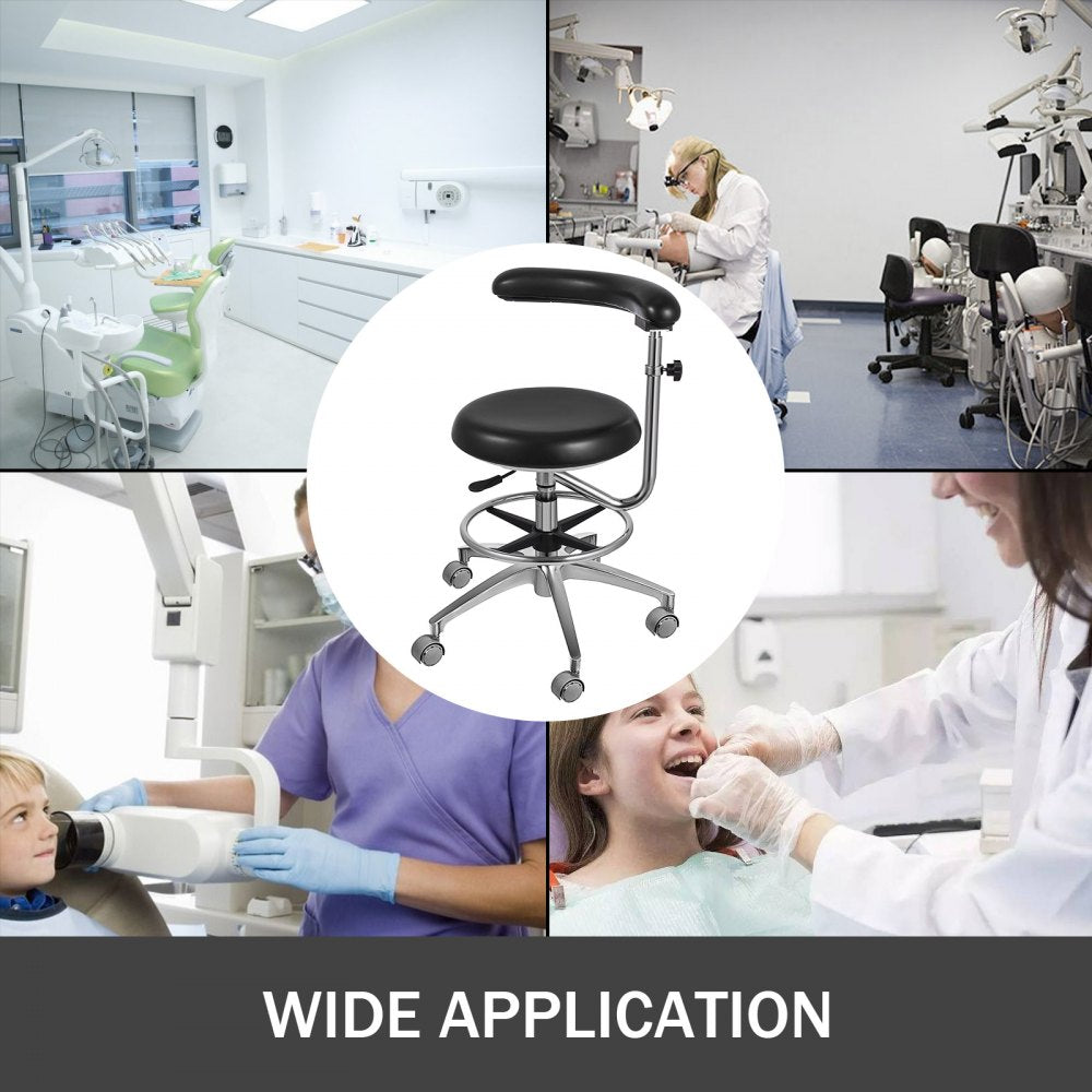 Medical Dental Stool Dentist Chair with 360 Degree Rotation Armrest PU Leather Assistant Stool Chair Height Adjustable Doctor Chair
