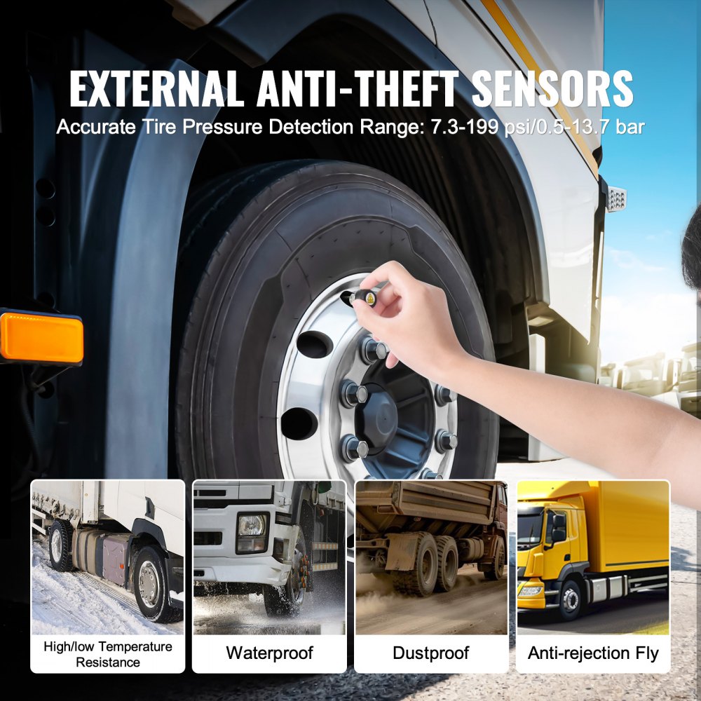 RV Tire Pressure Monitoring System Real Time Trailer TPMS 6 Sensors