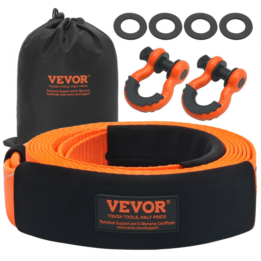 Heavy Duty Tow Strap Recovery Kit 3" x 20 ft (MBS-36,000 lbs) Tree Saver Winch Strap, Triple Reinforced Loop & Protective Sleeves & Storage Bag , 3/4" D-Ring Shackles, for Truck Jeep SUV ATV