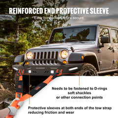 Recovery Tow Strap 3 inches, 8 feet 36,000 lbs Break Strength, Triple Reinforced Loop Straps, Tree Saver, Winch Line Extension Strap, Off Road Towing and Recovery, Extreme Weather Resistance