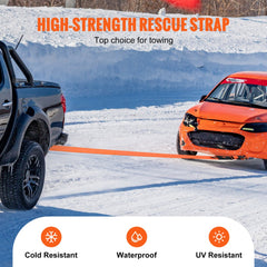 Recovery Tow Strap 3 inches, 8 feet 36,000 lbs Break Strength, Triple Reinforced Loop Straps, Tree Saver, Winch Line Extension Strap, Off Road Towing and Recovery, Extreme Weather Resistance