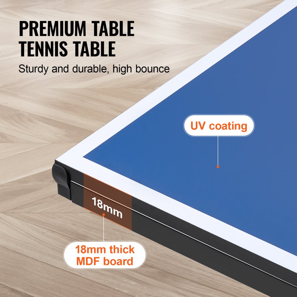 Ping Pong Table Foldable Table Tennis Game Table Indoor with Clamp Net