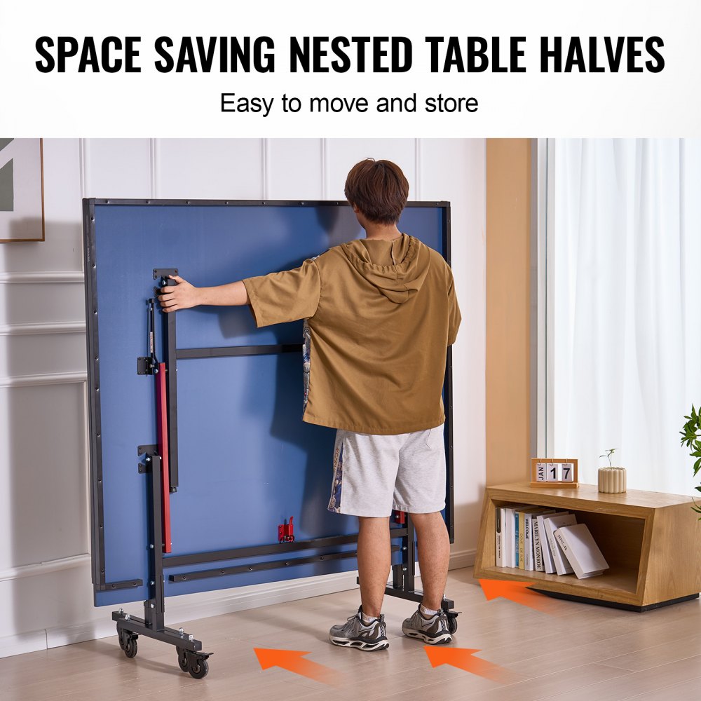 Ping Pong Table Foldable Table Tennis Game Table Indoor with Clamp Net