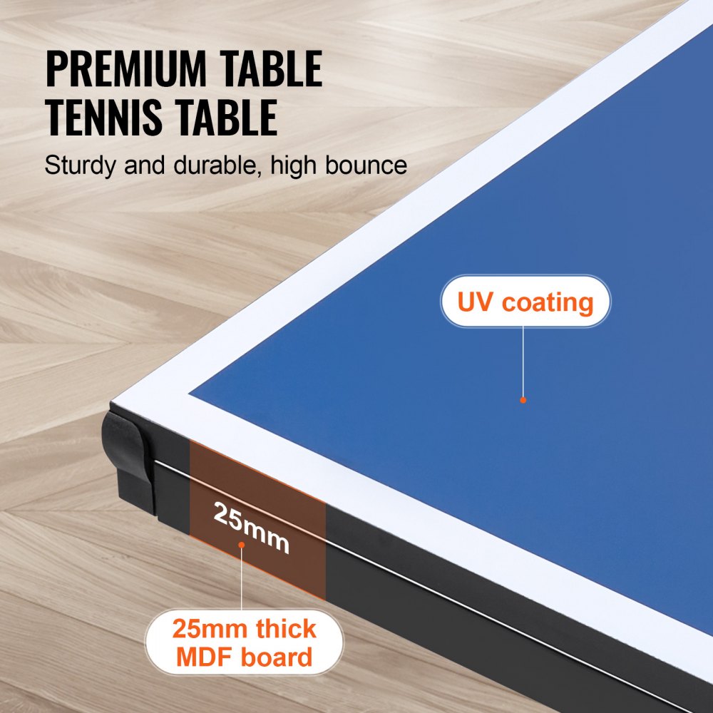 Ping Pong Table Foldable Table Tennis Game Table Indoor with Clamp Net