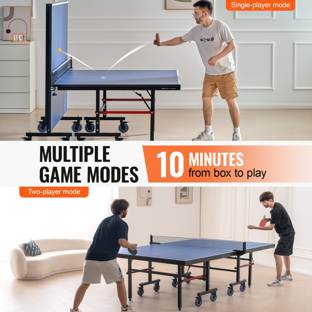 Ping Pong Table Foldable Table Tennis Game Table Indoor with Clamp Net