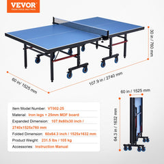 Ping Pong Table Foldable Table Tennis Game Table Indoor with Clamp Net