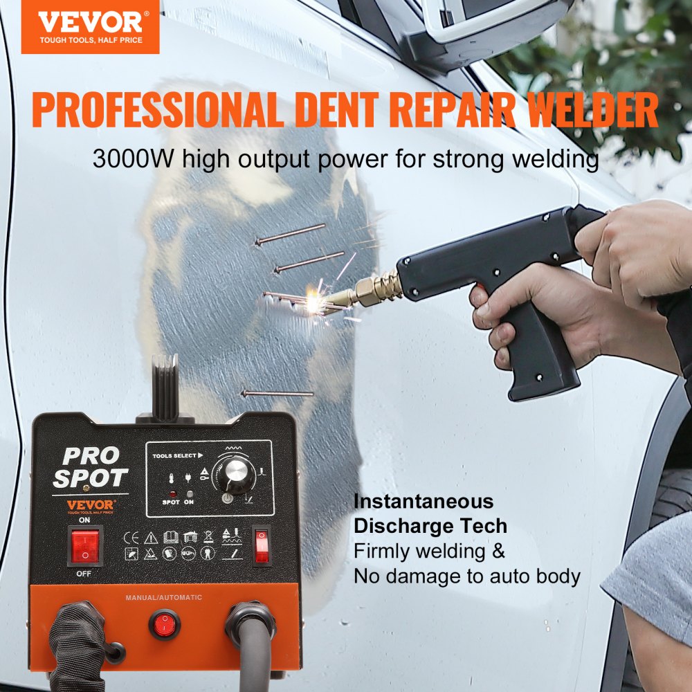 Stud Welder Dent Repair Kit, 3KW Spot Welder Dent Puller with 6 Welding Modes, Auto Body Spot Welding Dent Puller Machine & 16 Types of Welding Accessories for Car, Truck, Motorcycle Dent Repair