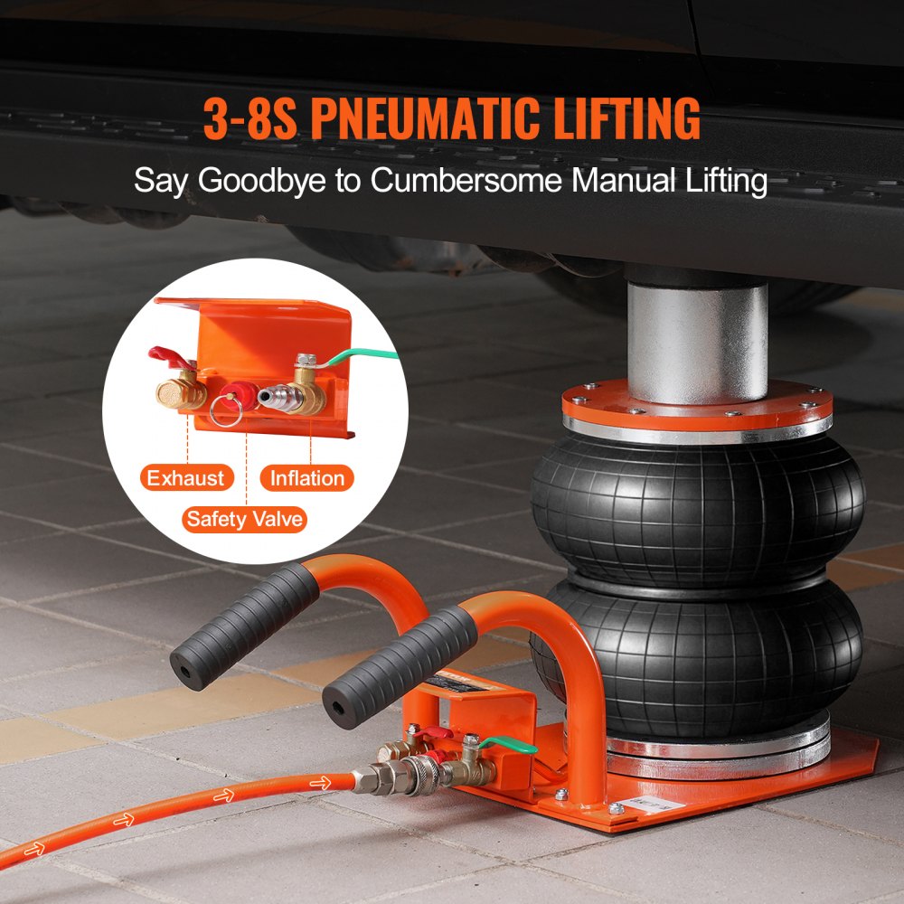 Air Jack 3 Ton/6600 lbs Pneumatic Jack with Heightened Column for Sedan