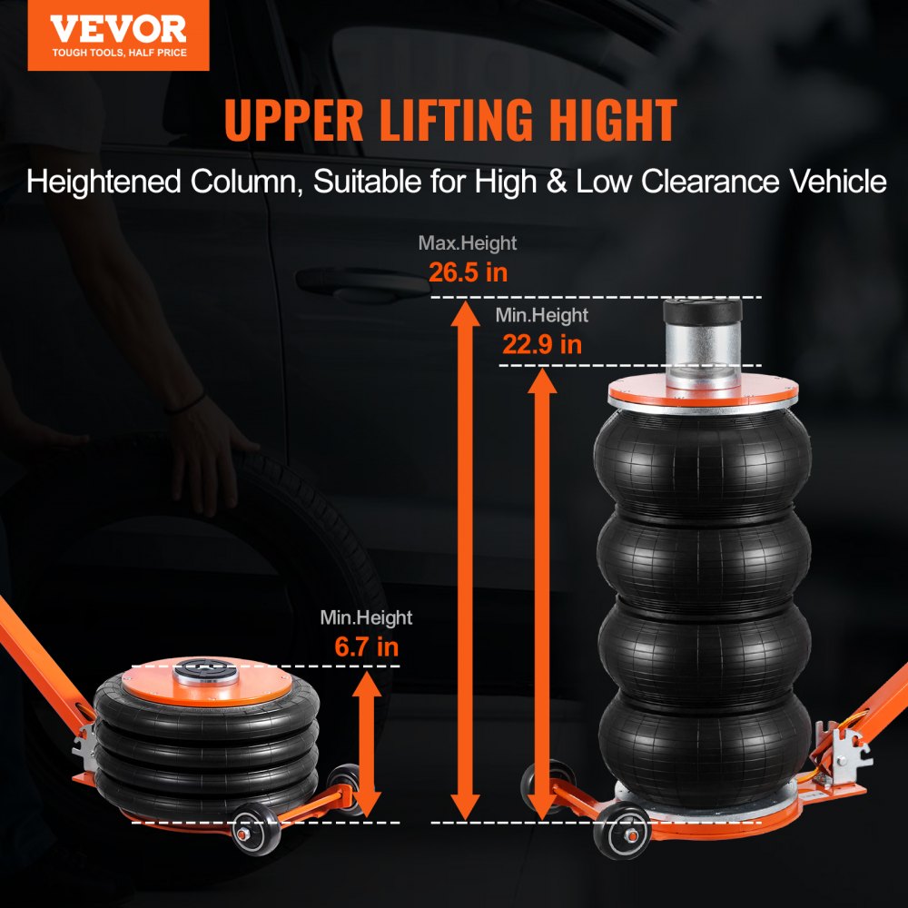 Air Jack 6 Ton/13000 lbs Pneumatic Jack with Heightened Column for Sedan