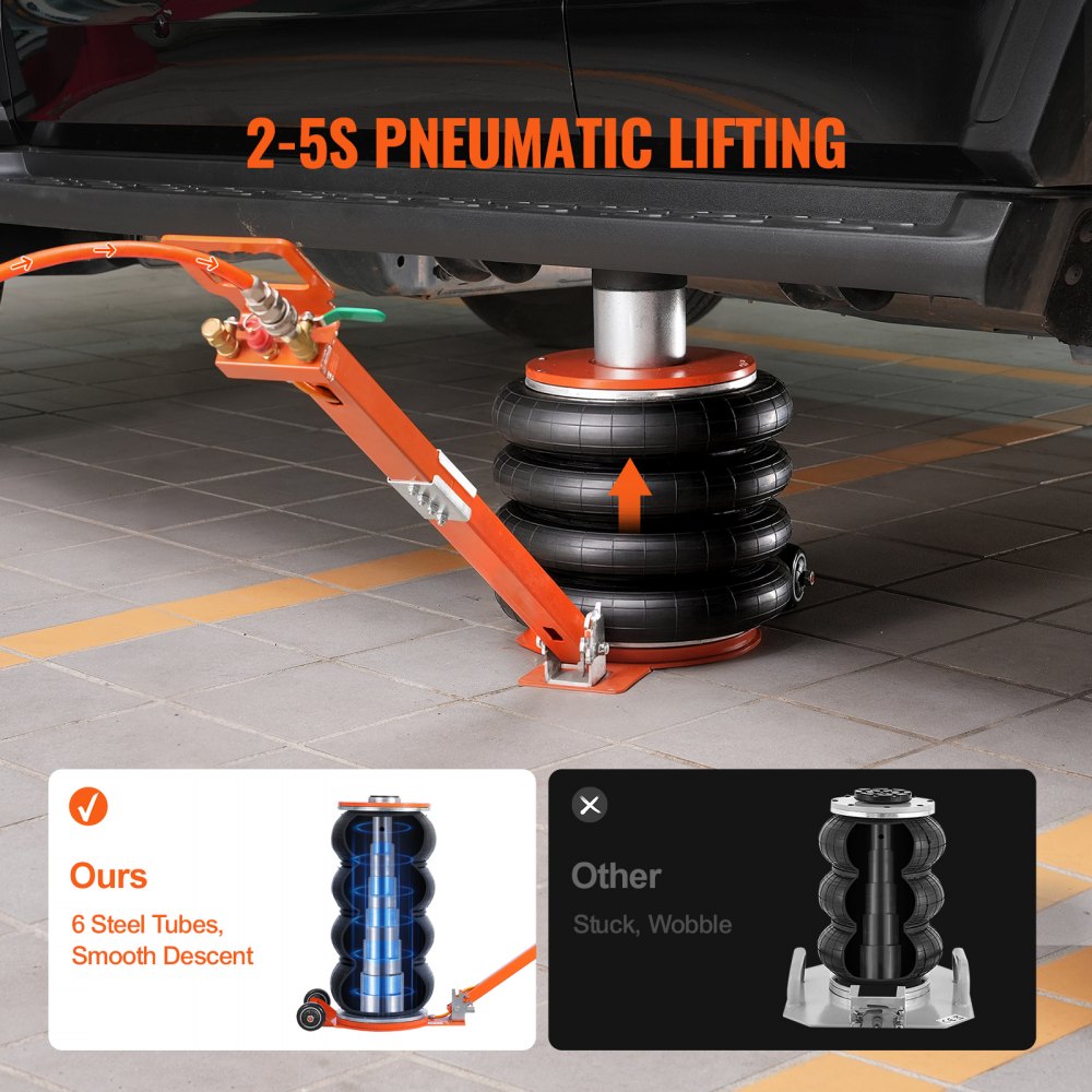 Air Jack 6 Ton/13000 lbs Pneumatic Jack with Heightened Column for Sedan