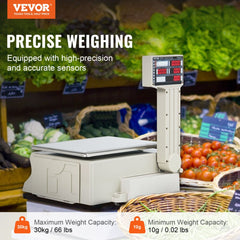 Electronic Price Computing Scale, 66 LB Digital Deli Weight Scales, LCD & LED Digital Commercial Food Fruit Meat Produce Counting Weight, for Retail Store, Kitchen, Restaurant Market, and Farmer