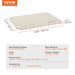 Electric Warming Tray Rollable Food Warming Mat w/ Temp Control for Buffet