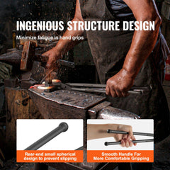 Bostome 18” blacksmith tongs with wolf jaw teeth and ergonomic black carbon steel handles.