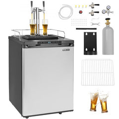 Beer Kegerator Draft Beer Dispenser Full Size Keg Refrigerator Dual Tap