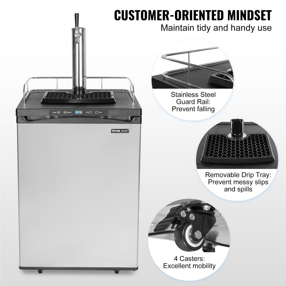 Beer Kegerator Draft Beer Dispenser Full Size Keg Refrigerator Single Tap
