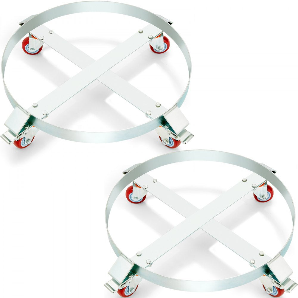2PCS 55 Gallon Heavy Duty Drum Dolly, 1000 lbs Load Capacity, Barrel Dolly Cart Drum Caddy, Non Tipping Hand Truck Capacity Dollies with Steel Frame 4 Swivel Casters Wheel, for Drum Handling
