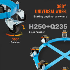55 Gallon Heavy Duty Drum Dolly, 2000lbs Load Capacity, Barrel Dolly Cart Drum Caddy, Non Tipping Hand Truck Capacity Dollies with Steel Frame 8 Swivel Casters Wheel, for Warehouse Drum Handling