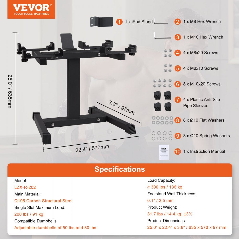 Adjustable Dumbbell Stand, Home Fitness Rack and Stand with Media Rack, Safe and Convenient Dumbbell Weight Holder, Compact Dumbbell Storage Rack Perfect for Home Gym Strength Training