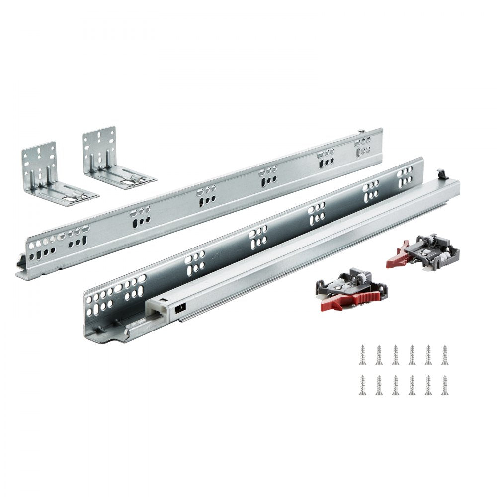 6 Pairs of 21 Inch Drawer Bottom Side Mount Rails, Heavy Duty Full Ball Bearing Extension Steel Track, Soft-Close Noiseless Guide Glides Cabinet Kitchen Runners with Locking Mechanism, 100 Lbs