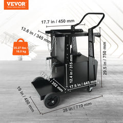 Welding Cart, 2-Tier Heavy Duty Welder Cart with Anti-Theft Lockable Cabinet, 265LBS Weight Capacity, 360° Swivel Wheels, Tank Storage Safety Chains, Welding Cabinet for TIG, ARC, Plasma Cutter