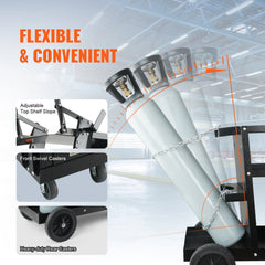 Welding Cart, 2-Tier 4 Drawers Welder Cart with 265 LBS Weight Capacity, 360° Swivel Wheels, Tank Storage Safety Chains, Heavy Duty Rolling MIG Welder Cart for Mig Welder and Plasma Cutter