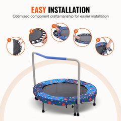 36" Trampoline for Kids Foldable Mini Toddler Trampoline Indoor Outdoor