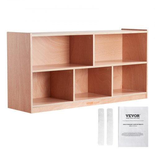 Storage Shelf Tray Cabinet 5-Section Cubby Storage 2-Shelf for Home School, Kid Cubby Lockers