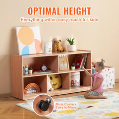 Storage Shelf Tray Cabinet 5-Section Cubby Storage 2-Shelf for Home School, Kid Cubby Lockers
