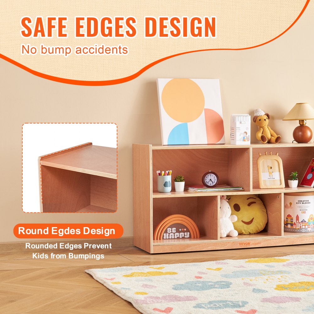 Storage Shelf Tray Cabinet 5-Section Cubby Storage 2-Shelf for Home School, Kid Cubby Lockers