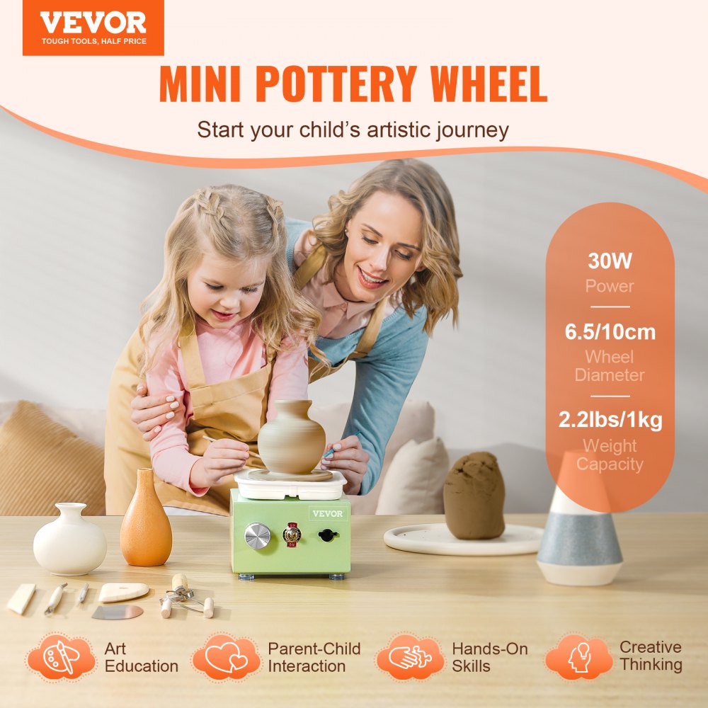 Mini Pottery Wheel Electric Ceramic Wheel Machine 0-320RPM Speed Green