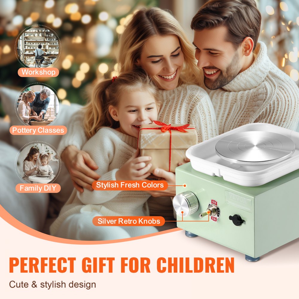 Mini Pottery Wheel Electric Ceramic Wheel Machine 0-320RPM Speed Green