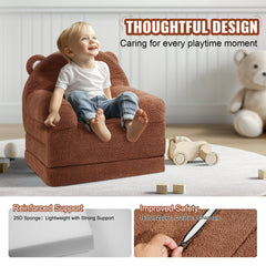 Kids Couch, 2-in-1 Toddler Chairs Comfy, Toddler Couch Sofa Bed Fold Out, Convertible Sofa to Lounger, Kids Chair Seat Playroom Furniture for Kids Girls & Boys, Brown
