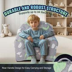 Toddler Chair, Kids Armchair Comfy, Toddler Couch Sofa Bed Glow in The Dark, Kids Chair Seat Playroom Furniture for Kids Girls & Boys, Grey