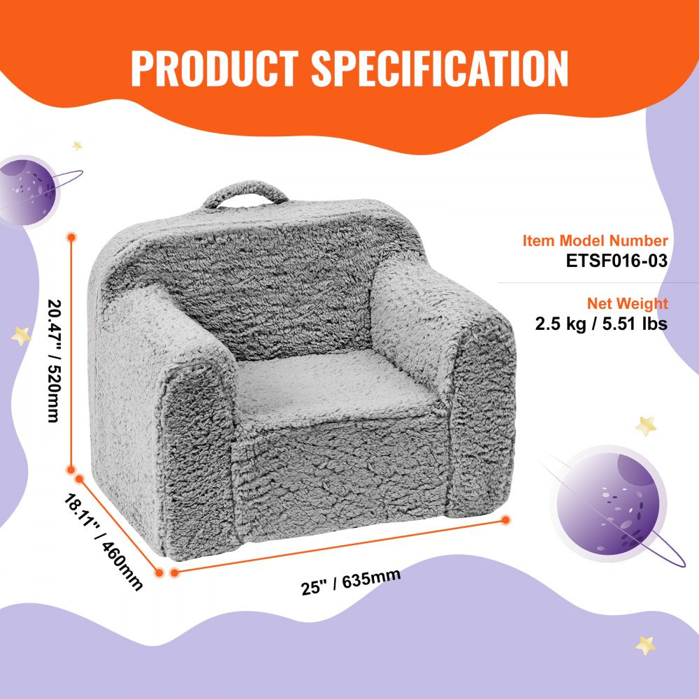 Kids Armchair, Kids Sofa with High-density 25D Sponge, Snuggly-Soft Toddler Chair, Sherpa Fabric Reading Couch for Bedroom and Playroom