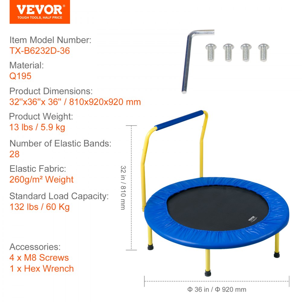 3FT Trampoline for Kids Indoor/Outdoor Foldable Baby Toddlers Trampoline