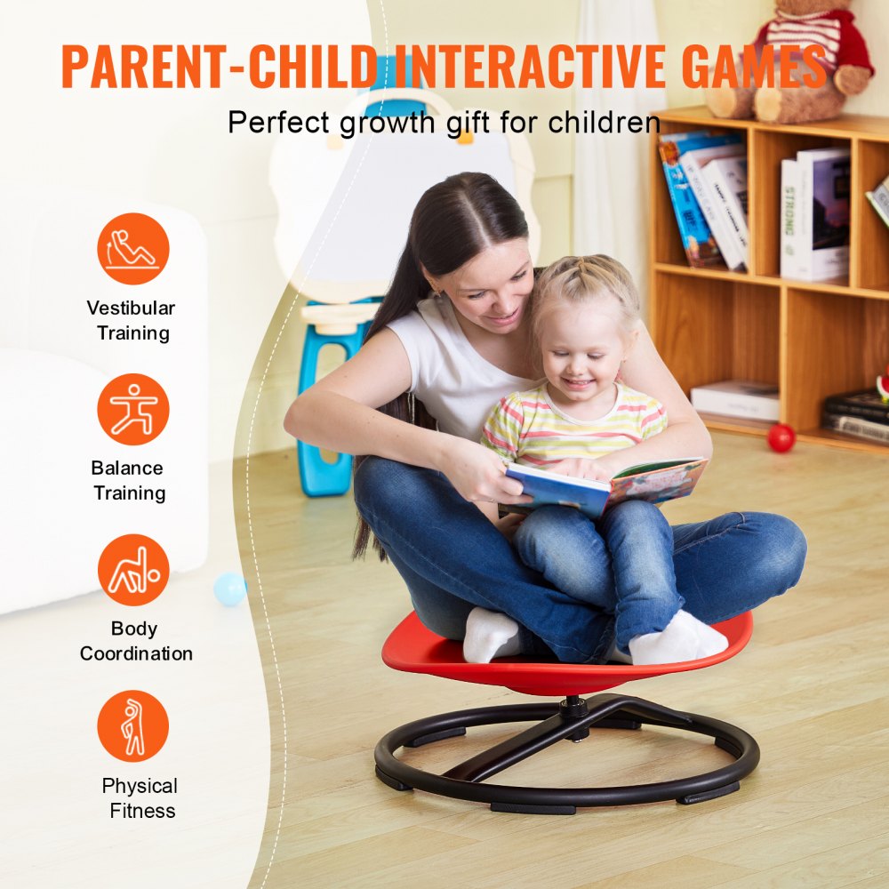 Kids Swivel Chair, 220 LBS Capacity, Sensory Spinning Chair, Autistic Kids Sensory Toy Chair with Non-Slip Metal Base, Toddler Sit and Spin Chair for Coordination Balance Focus Training Red