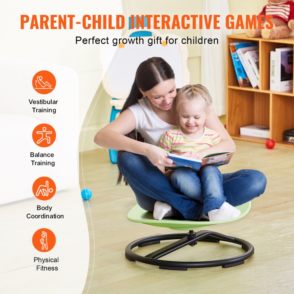 Kids Swivel Chair, 220 LBS Capacity, Sensory Spinning Chair, Autistic Kids Sensory Toy Chair with Non-Slip Metal Base, Toddler Sit and Spin Chair for Coordination Balance Focus Training Green