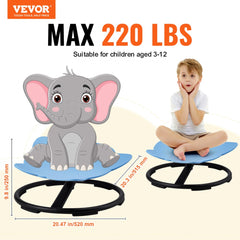 Elephant Kids Swivel Chair, 220 LBS Capacity, 360° Spinning Chair, Autistic Kids Sensory Toy Chair with Non-Slip Metal Base, Toddler Sit and Spin Chair for Coordination Balance Focus Blue