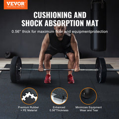 0.56" Thick Gym Floor Mats 12 Tiles Rubber Top with EVA Foam Black & Blue