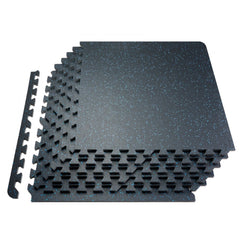 0.56" Thick Gym Floor Mats 25 Tiles Rubber Top with EVA Foam Black & Blue