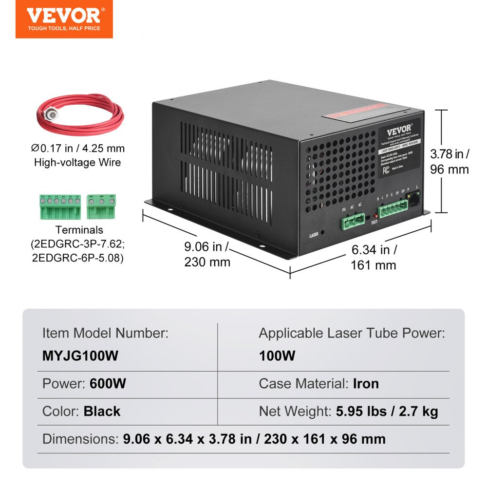 CO2 Laser Power Supply for 100W Laser Tube Laser Engravers and Cutters