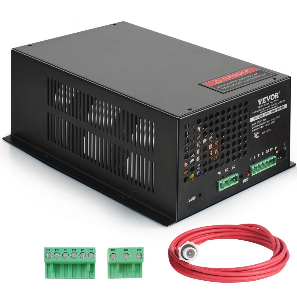 Bostome 150W CO2 laser power supply with cooling fan and durable iron casing for engravers.
