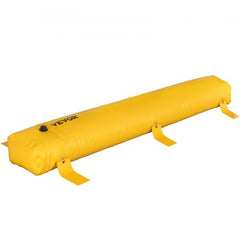 Yellow 12 ft reusable PVC flood barrier tube with black Veyor branding and attachment straps.