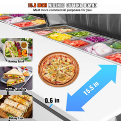 Commercial Refrigerator, 72" Sandwich & Salad Prep Table, 17.73 Cu. Ft Stainless Steel Refrigerated Food Prep Station with 18 Pans, Cut Board, 3 Door Worktop Fridge with lock for Restaurant